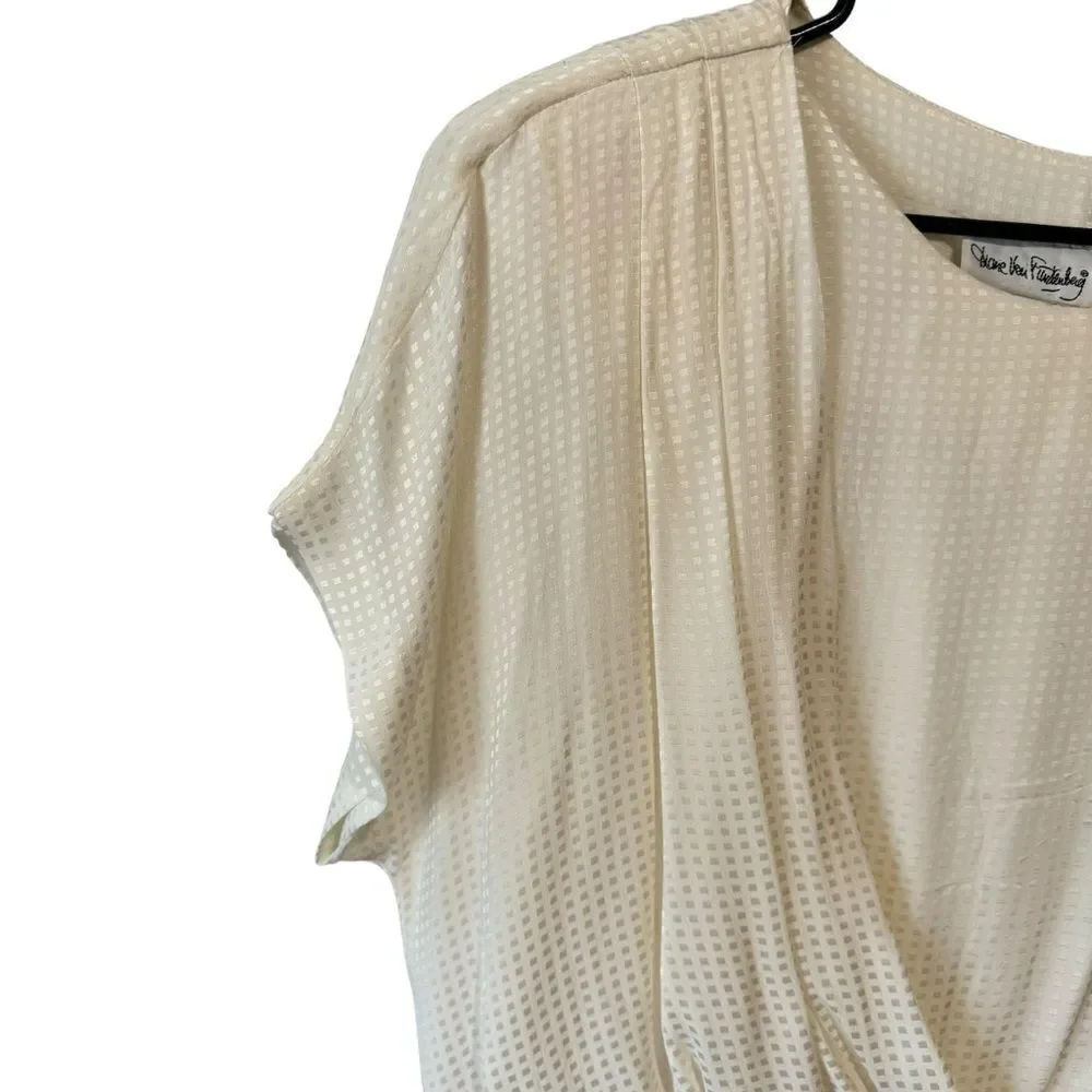 DVF Diane Von Furstenberg Vintage Cream White Faux Wrap Dress - Picture 5 of 7